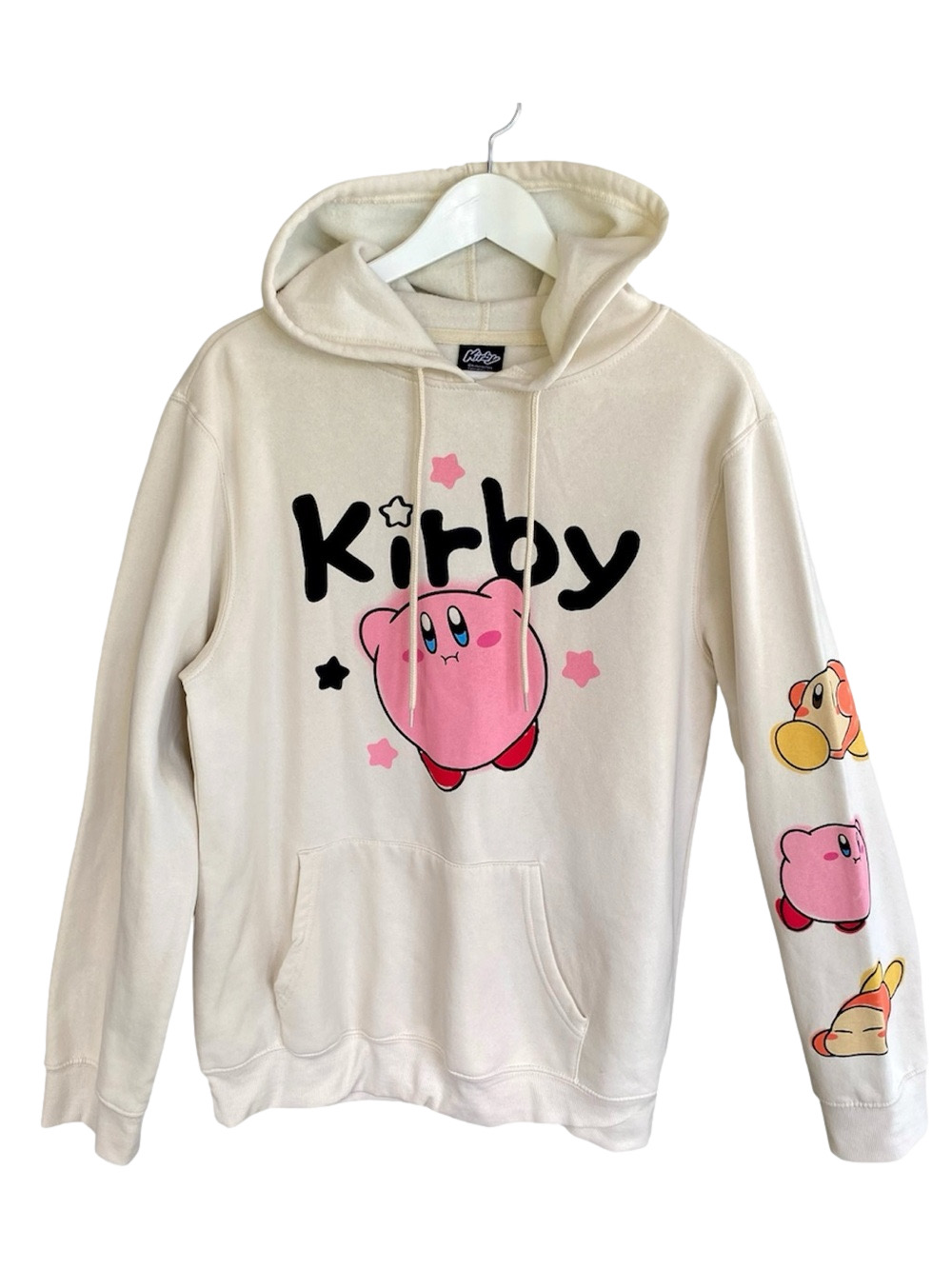 Kirby Nintendo Hoodie Sweatshirt Graphics Pullover Cream Pink Unisex XL